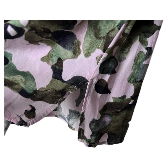 Crosby Women’s Pink Green Rayon Long Sleeve Collared Shirt V Neck Button Down - Picture 11 of 13